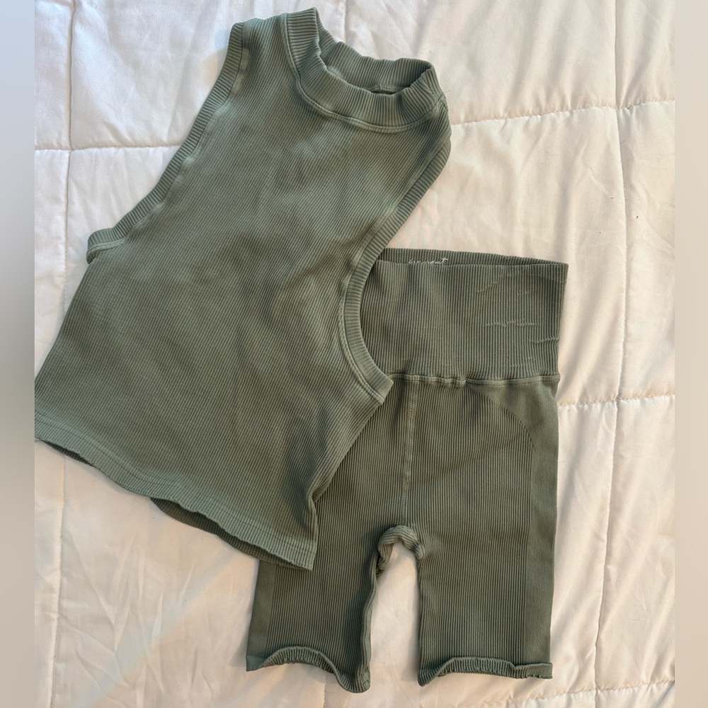 FP Movement by Free People Olive Bike Shorts Set
